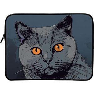 British Shorthair 2-Sided Print 16" Laptop Sleeve - Gray Cat Laptop Sleeve